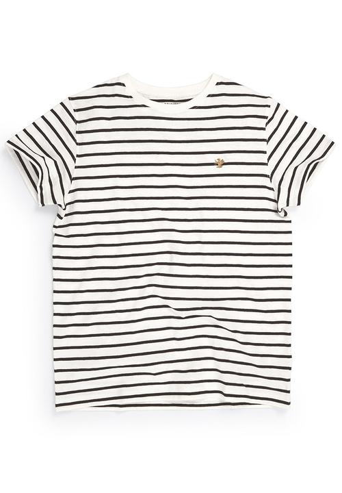 Next - Ecru Stripe T-Shirt Black/White