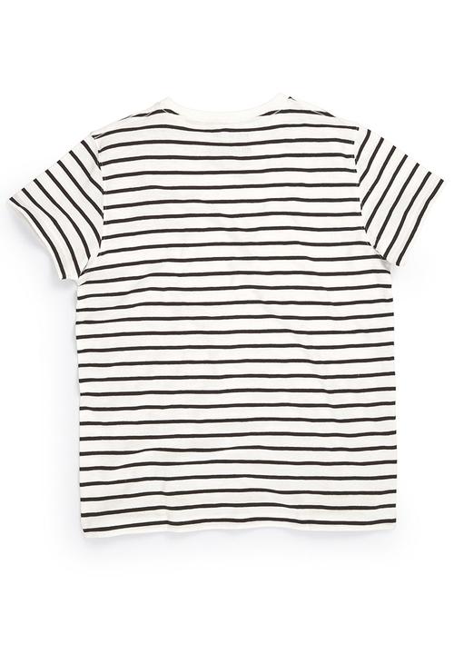 Next - Ecru Stripe T-Shirt Black/White