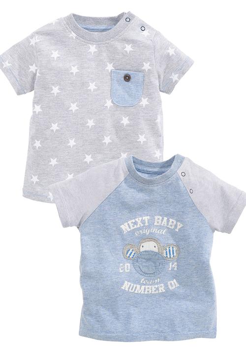 Next - Monkey T-Shirts 2-Pack Pale Blue