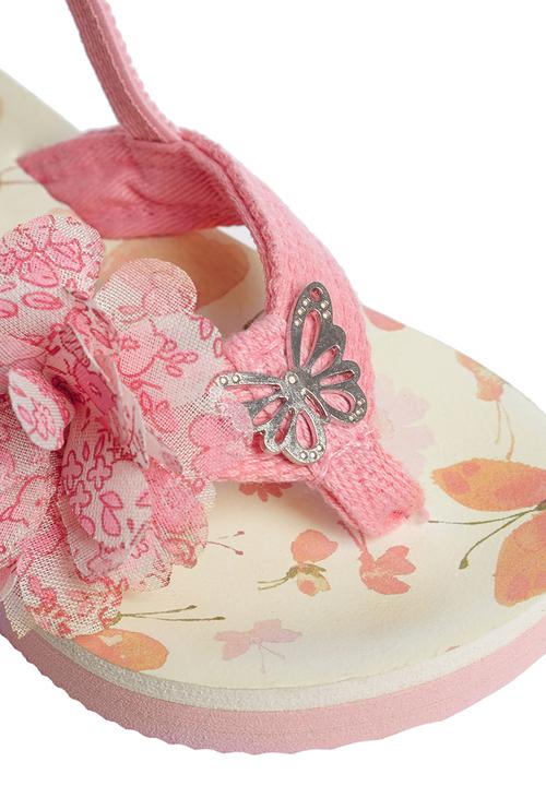 Next - Butterfly Corsage Flip-Flops Pale Pink