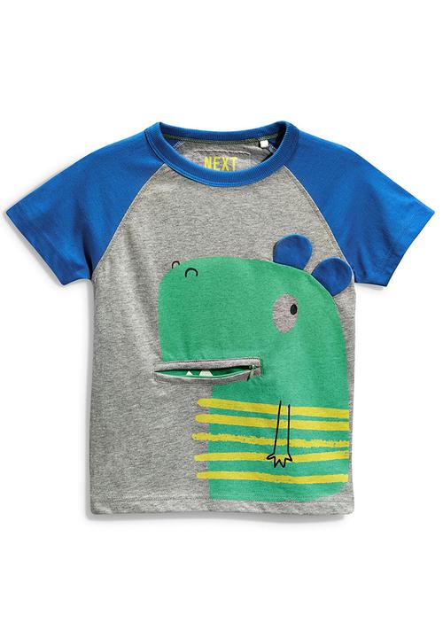 Next - Dino Zip Mouth T-shirt Grey