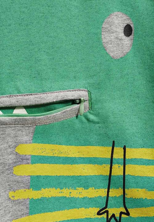 Next - Dino Zip Mouth T-shirt Grey