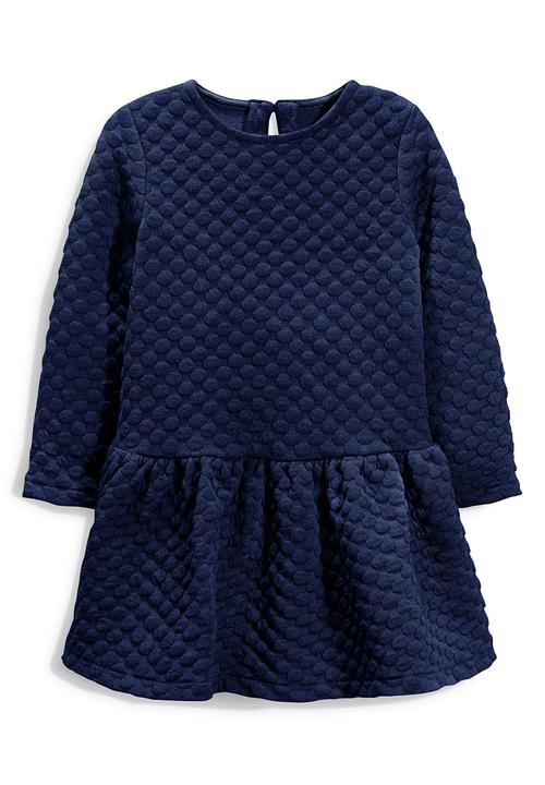 Next - Spot Textured Dress Navy