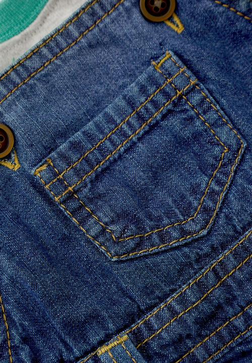 Next - Crop Denim Authentic Dungarees With Bodysuit Blue/White