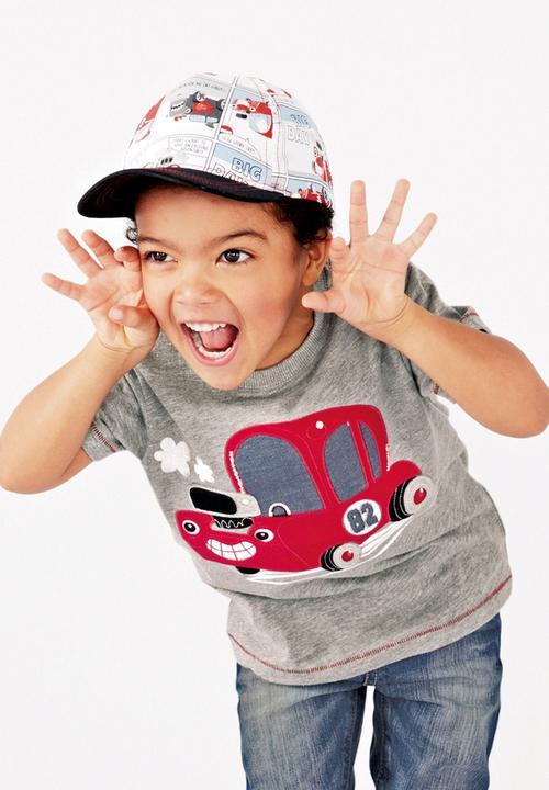 Next - Applique Car T-Shirt Pale Grey