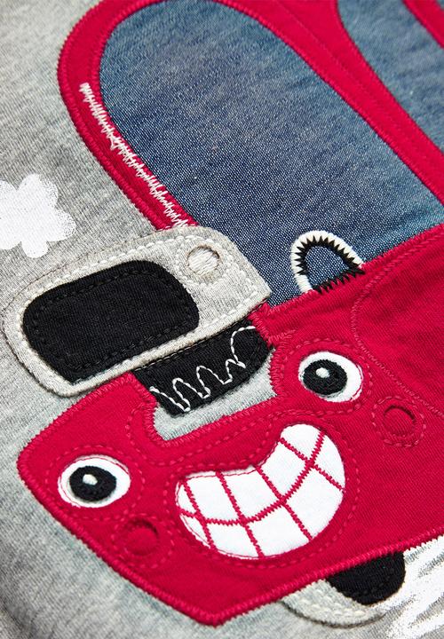 Next - Applique Car T-Shirt Pale Grey