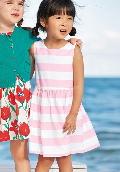 Next - Striped Dress Pale Pink