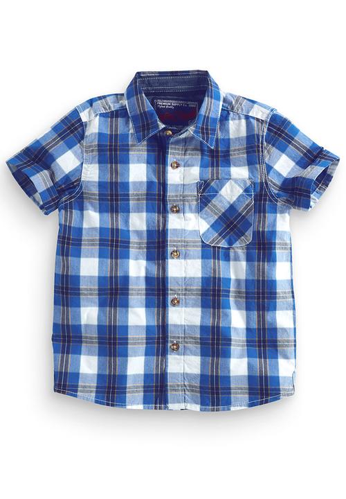 Next - Gingham Short-Sleeve Shirt Blue/White