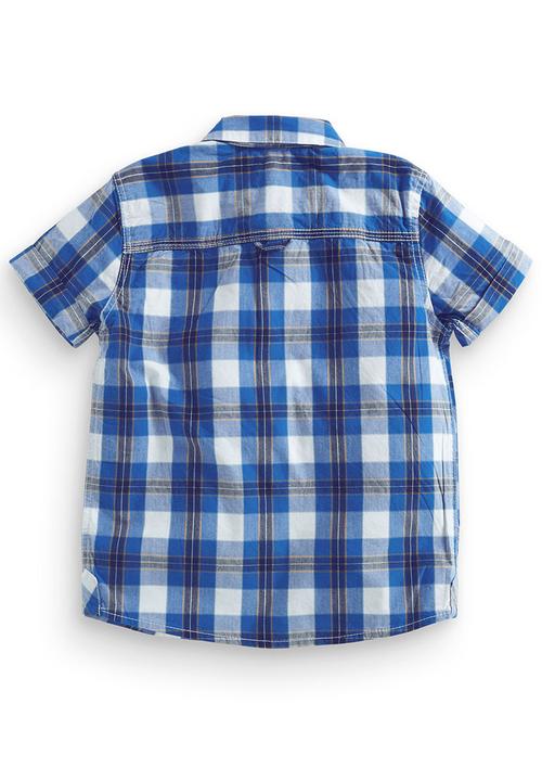 Next - Gingham Short-Sleeve Shirt Blue/White