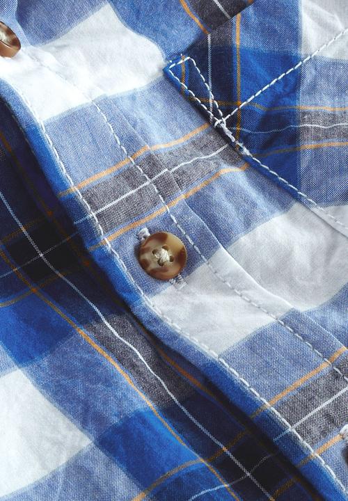 Next - Gingham Short-Sleeve Shirt Blue/White