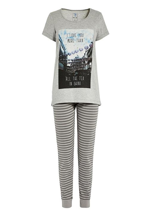 Next - Printed legging pyjama set pale Grey
