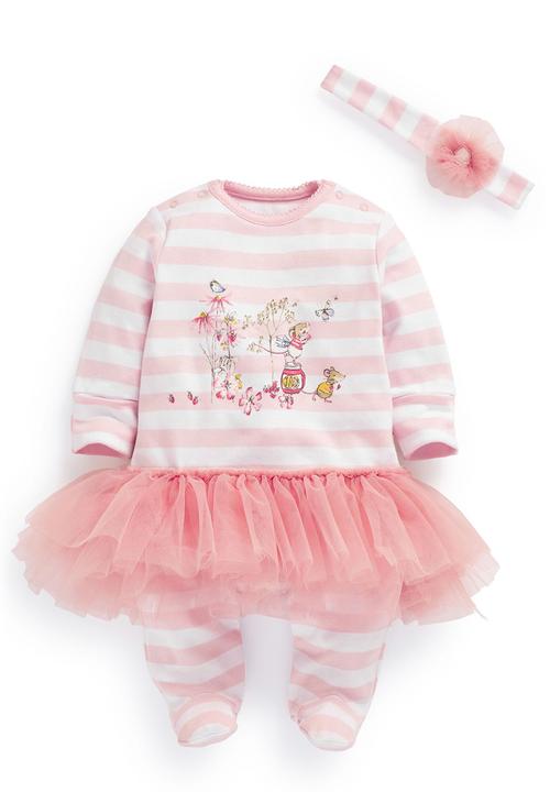 Next - Stripe animal tutu with headband Pale pink