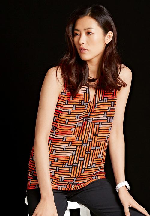 Next - Woven vest in orange print Multi-colour