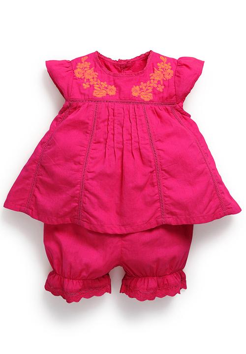 Next - Pink Blouse And Shorts Set Mid Pink