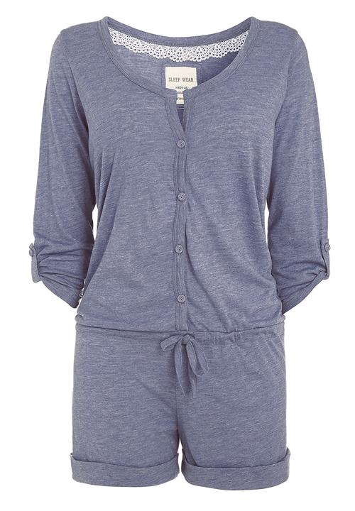Next - Chambray pointelle playsuit mid Grey