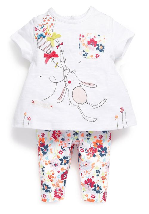 Next - Bunny Top And All Over Print Leggings Set Multi-Colour