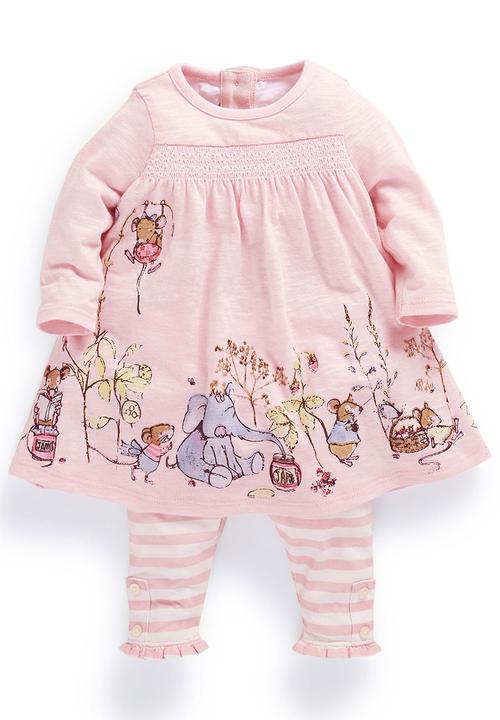 Next - Animal Scene Tunic And Leggings Set Pale Pink