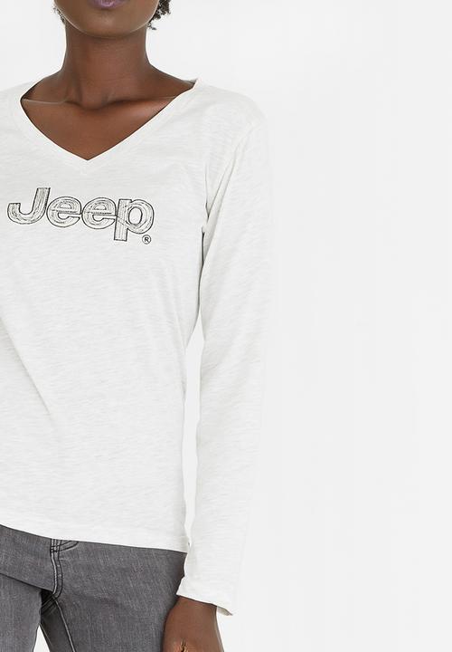 JEEP - Long Sleeve V-neck Tee Stone