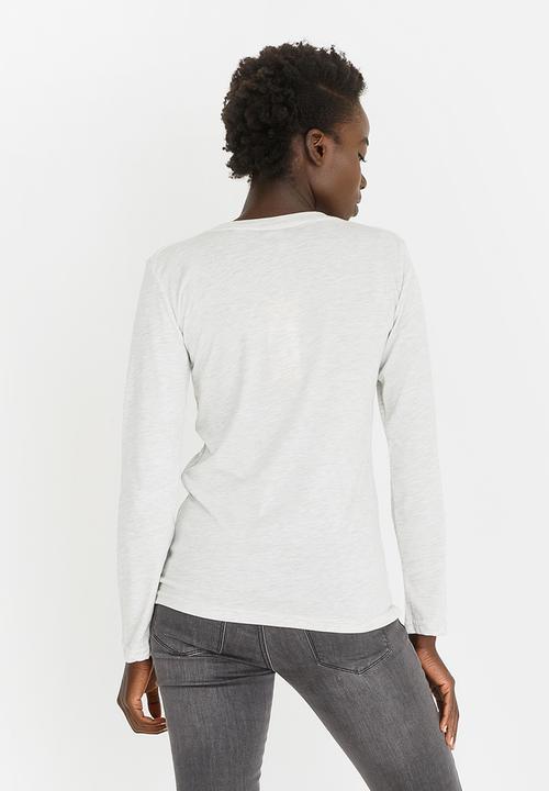 JEEP - Long Sleeve V-neck Tee Stone