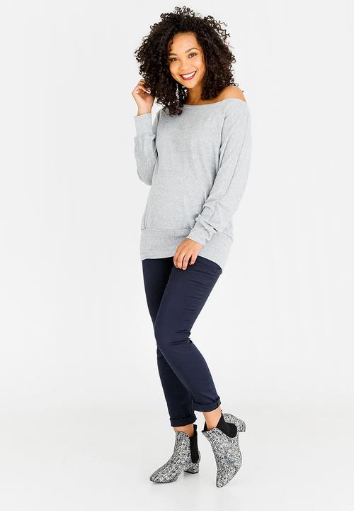 edit Maternity - Jersey off the shoulder top - grey