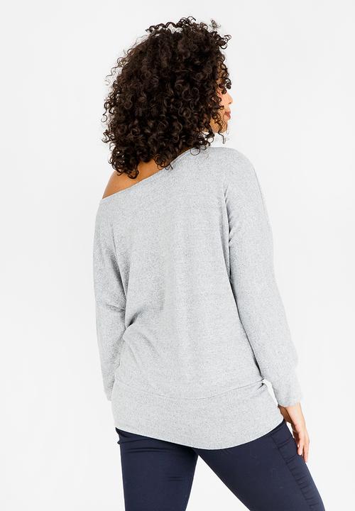edit Maternity - Jersey off the shoulder top - grey
