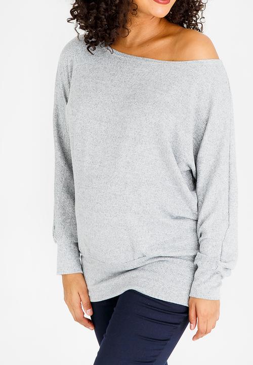 edit Maternity - Jersey off the shoulder top - grey
