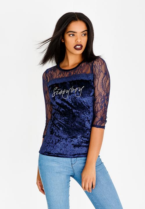 SISSY BOY - Velvet And Lace One Up Navy