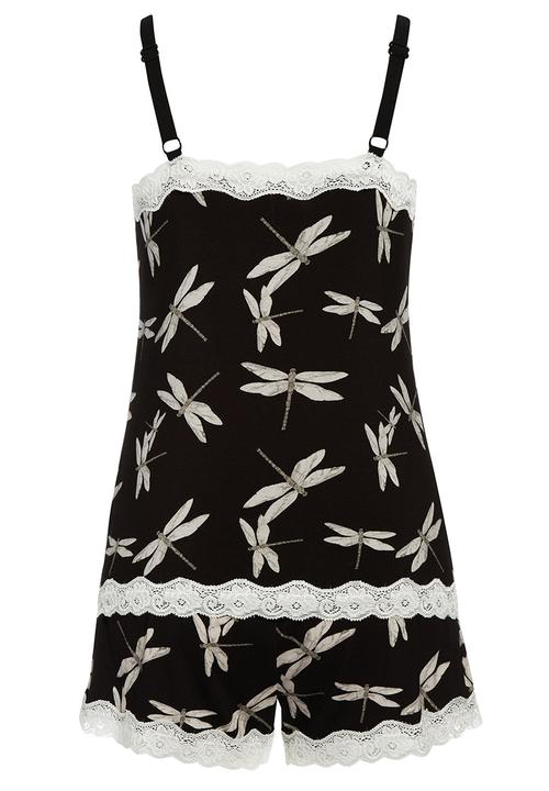 Next - Printed pyjama set Black/White