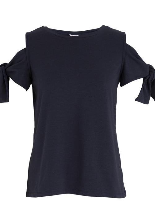 edit - Tie-Up Sleeve Tshirt Navy