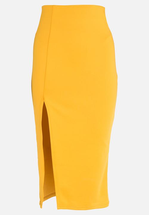 c(inch) - Basic Bodycon Skirt Yellow