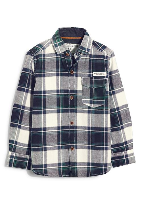 Next - Ecru And Dark Navy Check Shirt Blue and White