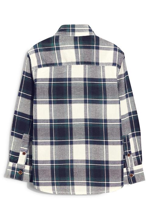 Next - Ecru And Dark Navy Check Shirt Blue and White
