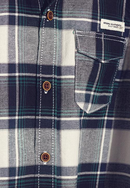 Next - Ecru And Dark Navy Check Shirt Blue and White