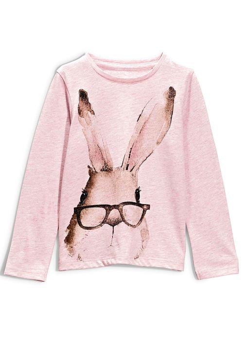 Next - Watercolour Bunny T-shirt Mid Pink