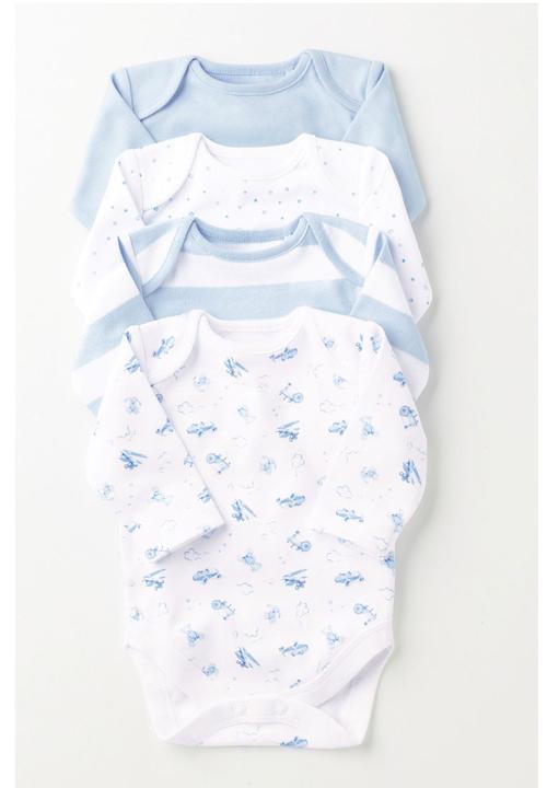 Next - 4-pack Long-sleeve Sleepsuits Blue/White  Blue and White