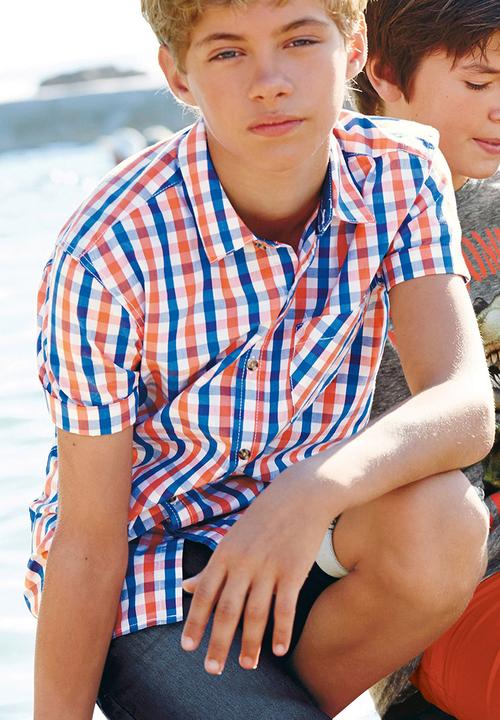 Next - Gingham Short Sleeve Shirt Multi Colour