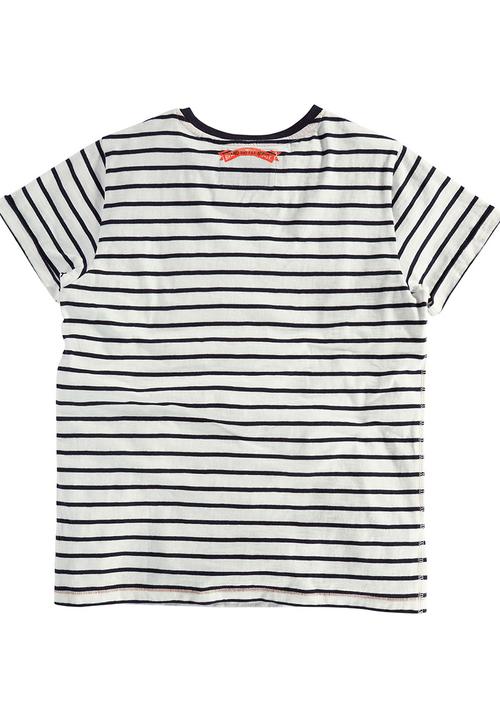 Next - Ecru Stripe Orange Skull T-Shirt Multi-Colour