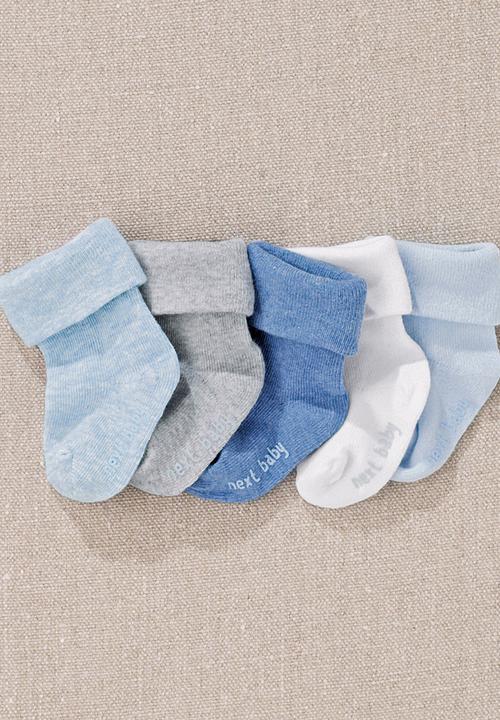 Next - Boys Roll Top Socks Five Pack Pale Blue