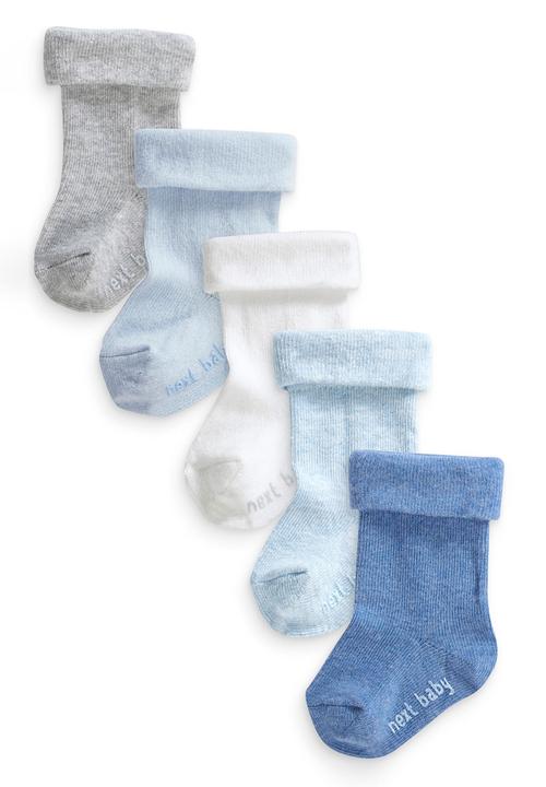 Next - Boys Roll Top Socks Five Pack Pale Blue