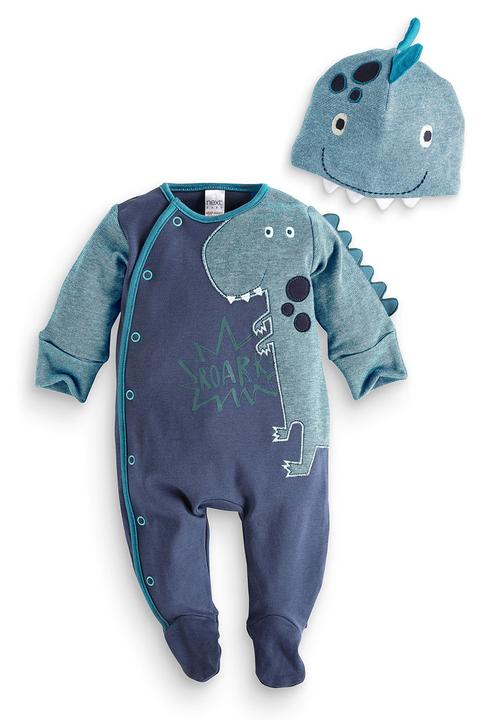 Next - Dino sleepsuit set Blue and White