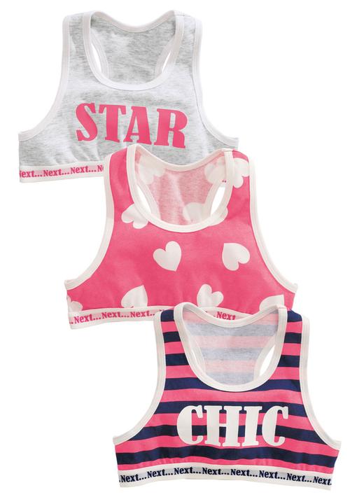 Next - 3-pack Word Crop Tops Multi-colour