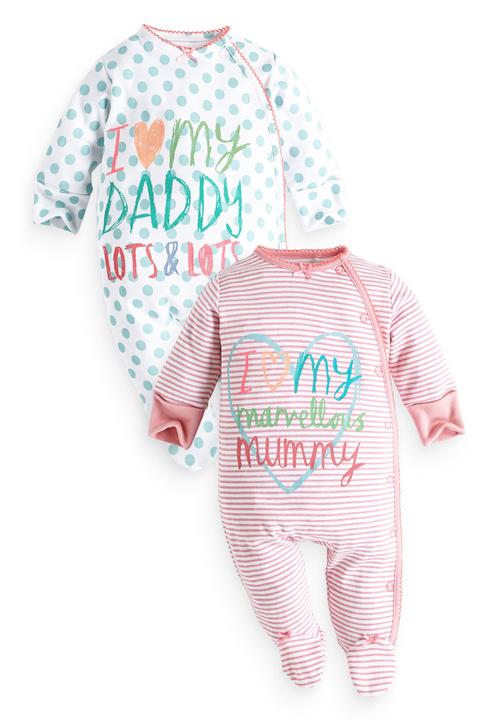 Next - 2-pack Mum and Dad Sleepsuits Multi-colour