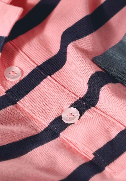 Next - Pink and Navy Stripe Polo Shirt