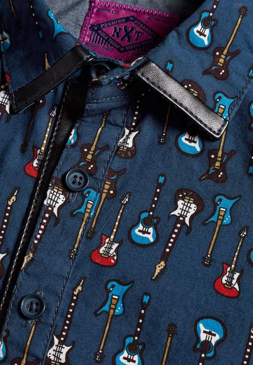 Next - Guitar-print Shirt Navy