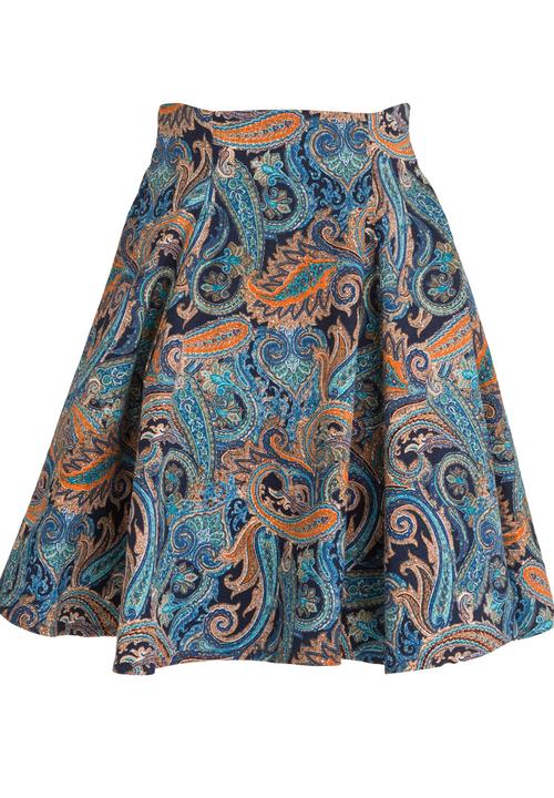 DAVID by David Tlale - Paisley Print Baby Doll Flare Skirt Blue