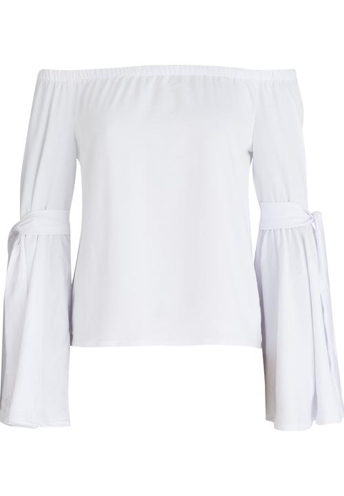 STYLE REPUBLIC - Bell Sleeve Bardot Blouse White