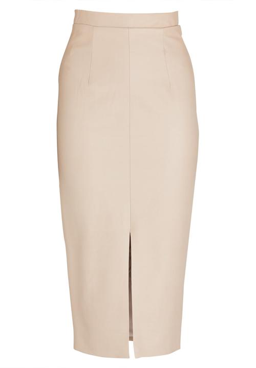 DAVID by David Tlale - Leather-look Forefront Skirt Stone