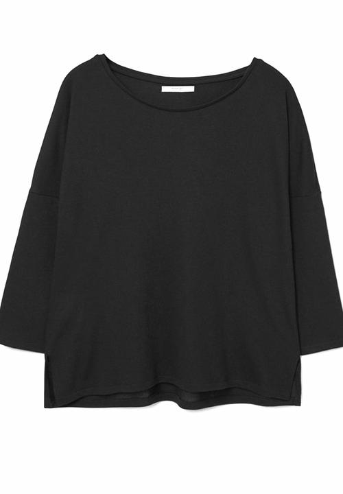 MANGO - Fine-knit T-shirt Black