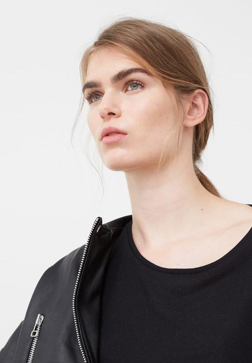 MANGO - Fine-knit T-shirt Black