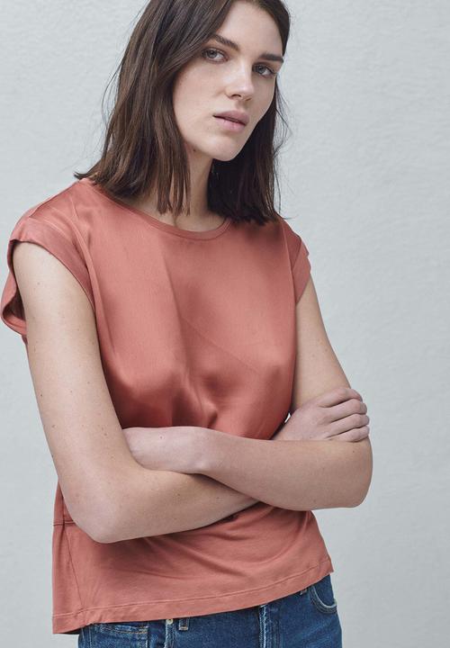 MANGO - Fabric Combo T-shirt Mid Pink
